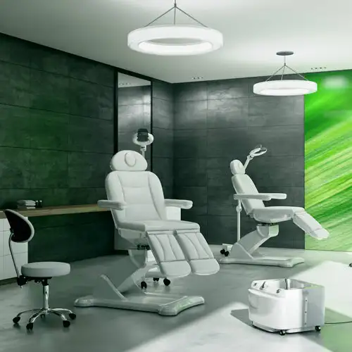 FOTEL KOSMETYCZNY / PEDICURE - ROTANTE, TABORET LEO, WANIENKA PEDICURE - VERA, LAMPA LUPA DELUX LED