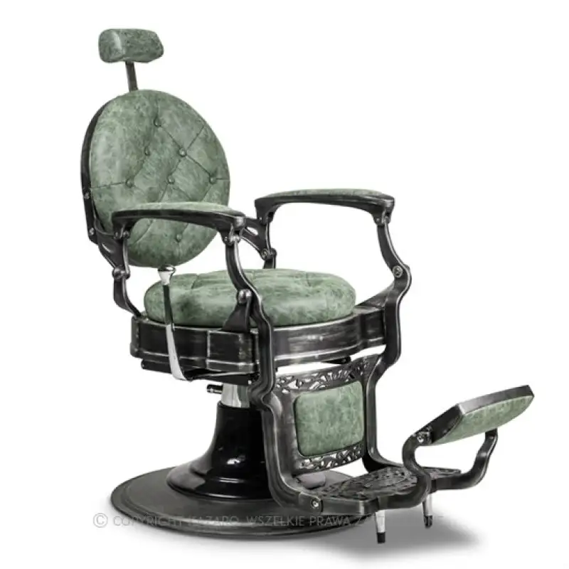 Kadernícke kreslo BARBER BAROK tmavozelené